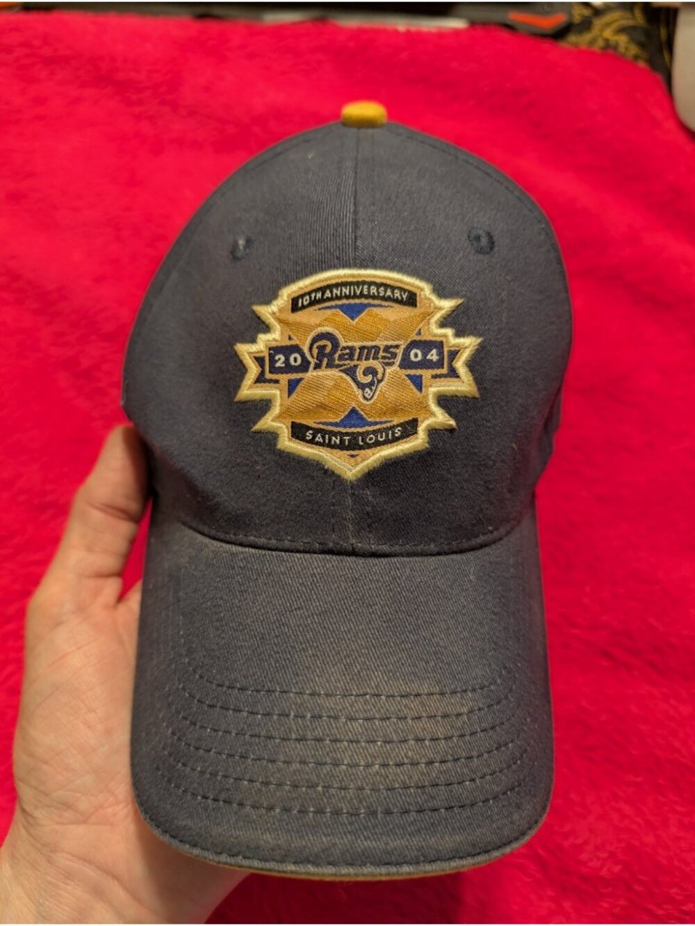 St Louis Rams 10th Anniversary Hat 2004 Edward Jones Dome NFL Football Cap Navy
